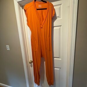 Free People Orange Wide-Leg Jumpsuit